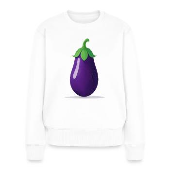 Aubergine - Frauen Premium Bio Pullover - Weiß - Vorne - Julia (174cm)