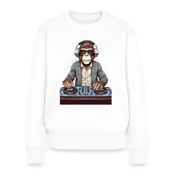 Un singe en DJ – Soirée insolite ! - Pull Premium bio Femme - blanc - Devant - Julia (174cm)
