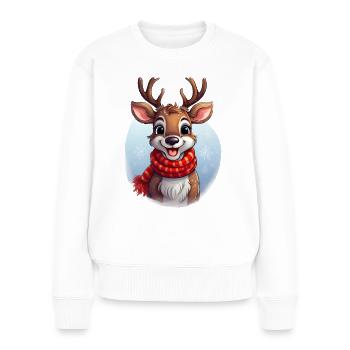 Un renne mignon pour Noël - Pull Premium bio Femme - blanc - Devant - Julia (174cm)