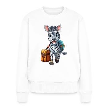 Ein Zebra fährt in den Urlaub - Frauen Premium Bio Pullover - Weiß - Vorne - Julia (174cm)