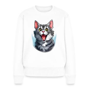 A cat full of enthusiasm - Women's Premium Organic Jumper - white - Front - Julia (174cm)