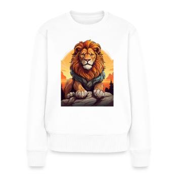 Lion au coucher du soleil - Pull Premium bio Femme - blanc - Devant - Julia (174cm)