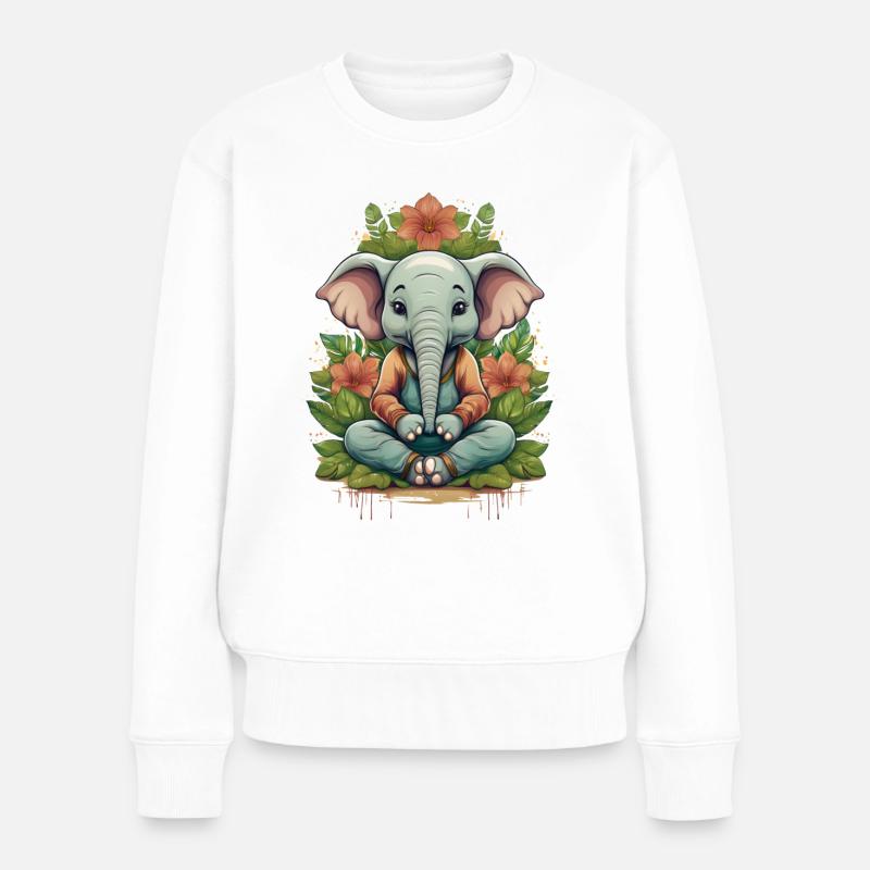 Ein Elefant, der Yoga macht - Frauen Premium Bio Pullover - Weiß