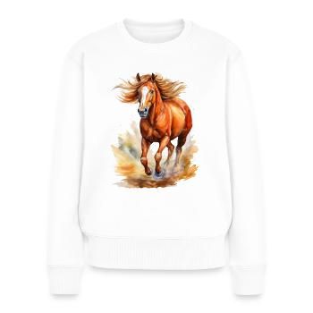 Pferd - Frauen Premium Bio Pullover - Weiß - Vorne - Julia (174cm)