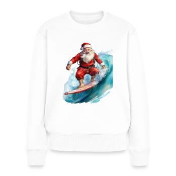 Der Weihnachtsmann auf einem Surfbrett - Frauen Premium Bio Pullover - Weiß - Vorne - Julia (174cm)