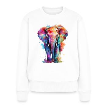 Un éléphant coloré - Pull Premium bio Femme - blanc - Devant - Julia (174cm)