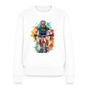 Cyclist Watercolor - Women's Premium Organic Jumper - white - Front - Julia (174cm)