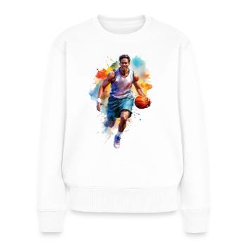 Joueur de basket-ball Aquarelle - Pull Premium bio Femme - blanc - Devant - Julia (174cm)