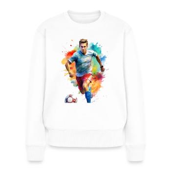 Fußballspieler - Frauen Premium Bio Pullover - Weiß - Vorne - Julia (174cm)