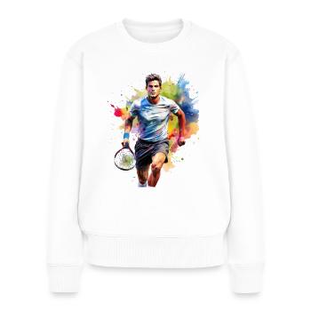 Tennis player playing tennis - Women's Premium Organic Jumper - white - Front - Julia (174cm)