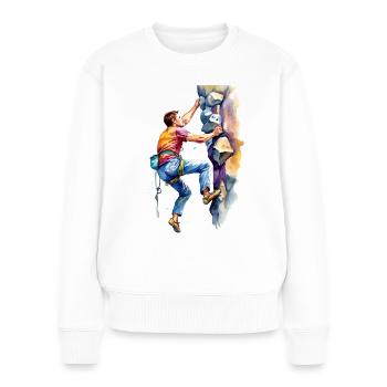 Klettern am Felsen - Frauen Premium Bio Pullover - Weiß - Vorne - Julia (174cm)