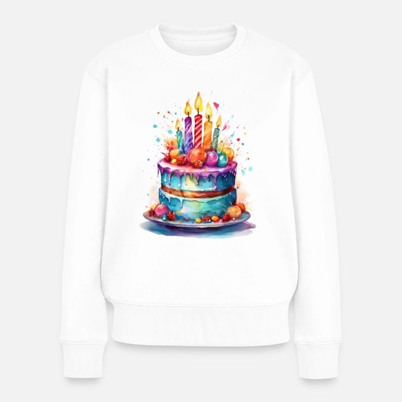 Geburtstagskuchen – Ein Kuchen zum Geburtstag - Frauen Premium Bio Pullover - Weiß