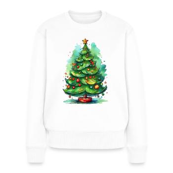 Christmas – Christmas Tree Watercolor Illustration - Women's Premium Organic Jumper - white - Front - Julia (174cm)