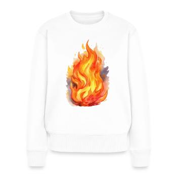 Feuer - Frauen Premium Bio Pullover - Weiß - Vorne - Julia (174cm)