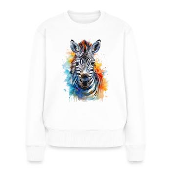 Zebra Aquarell Illustration - Frauen Premium Bio Pullover - Weiß - Vorne - Julia (174cm)