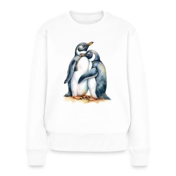 Pinguine, die sich aneinander kuscheln - Frauen Premium Bio Pullover - Weiß - Vorne - Julia (174cm)