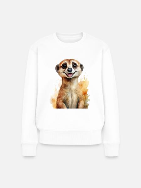 Ein fröhliches Erdmännchen - Frauen Premium Bio Pullover - Weiß