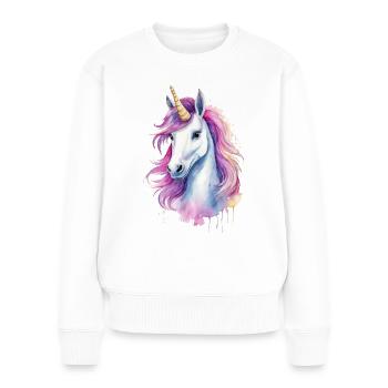 Niedliches Einhorn - Frauen Premium Bio Pullover - Weiß - Vorne - Julia (174cm)