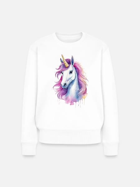 Niedliches Einhorn - Frauen Premium Bio Pullover - Weiß