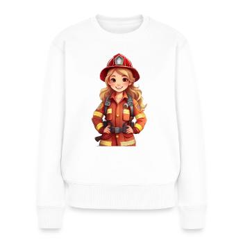 Pompière - Pull Premium bio Femme - blanc - Devant - Julia (174cm)