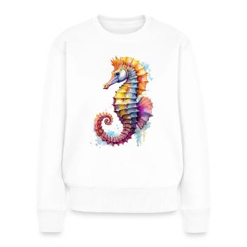 Seepferdchen - Frauen Premium Bio Pullover - Weiß - Vorne - Julia (174cm)
