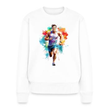 Läufer oder Jogger - Frauen Premium Bio Pullover - Weiß - Vorne - Julia (174cm)