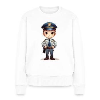 Ein niedlicher Polizist im Cartoon Stil - Frauen Premium Bio Pullover - Weiß - Vorne - Julia (174cm)