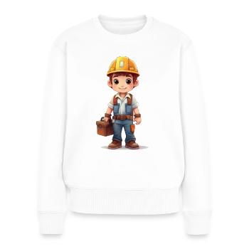 A construction worker with a toolbox - Women's Premium Organic Jumper - white - Front - Julia (174cm)