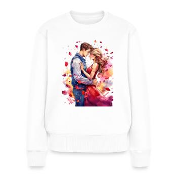 Valentinstag – Junges Paar in zärtlicher Umarmung - Frauen Premium Bio Pullover - Weiß - Vorne - Julia (174cm)