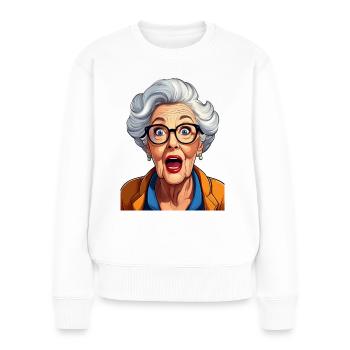 Erstaunte Großmutter - Frauen Premium Bio Pullover - Weiß - Vorne - Julia (174cm)