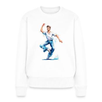 Aquarell Illustration von einem männlichen Tänzer - Frauen Premium Bio Pullover - Weiß - Vorne - Julia (174cm)