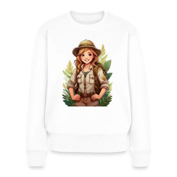 Chercheur en forêt - Pull Premium bio Femme - blanc - Devant - Julia (174cm)