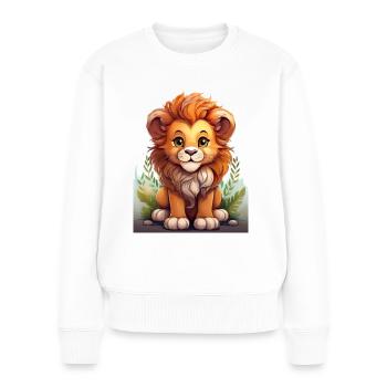 Un lion mignon et joueur - Pull Premium bio Femme - blanc - Devant - Julia (174cm)