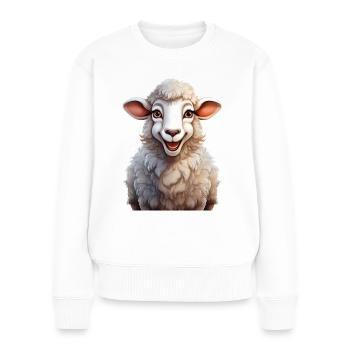 Glückliches Schaf - Frauen Premium Bio Pullover - Weiß - Vorne - Julia (174cm)
