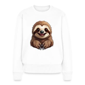 Ein glückliches Faultier - Frauen Premium Bio Pullover - Weiß - Vorne - Julia (174cm)