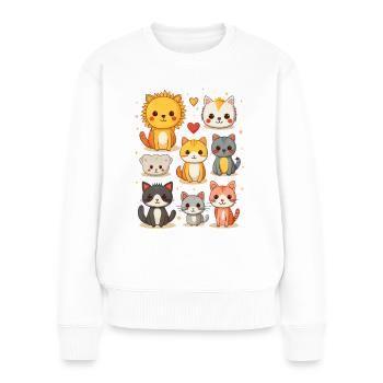 Niedliche Katzen Illustration - Frauen Premium Bio Pullover - Weiß - Vorne - Julia (174cm)
