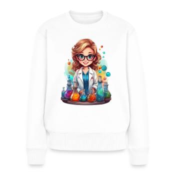 Chemikerin im Labor - Frauen Premium Bio Pullover - Weiß - Vorne - Julia (174cm)