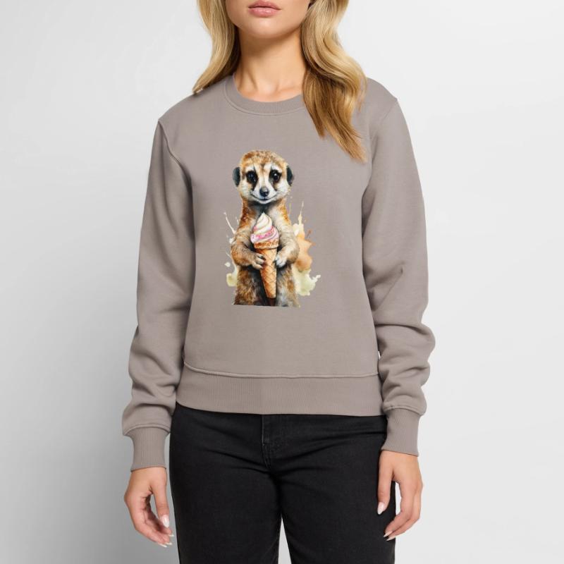 Erdmännchen, das ein Eis isst Frauen Premium Bio Pullover