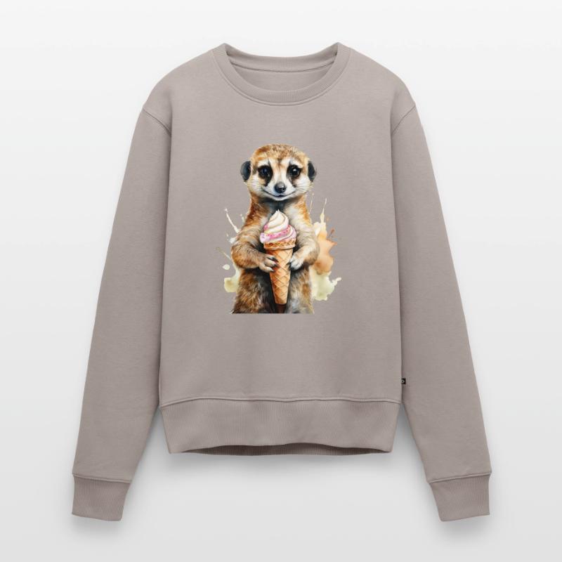 Erdmännchen, das ein Eis isst Frauen Premium Bio Pullover