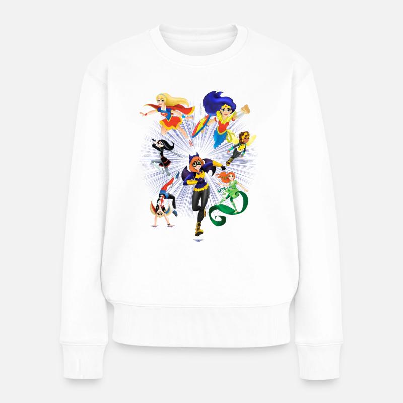 DC Super Hero Girls Superheldinnen Attacke - Frauen Premium Bio Pullover - Weiß