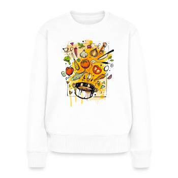 Colorful Cooking Doodle - Frauen Premium Bio Pullover - Weiß - Vorne - Julia (174cm)