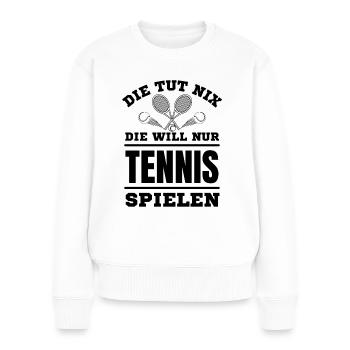 Tennis Frauen Tennisspielerin - Frauen Premium Bio Pullover - Weiß - Vorne - Julia (174cm)