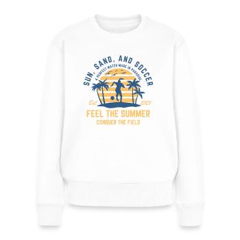 Soccer girl playing at the beach during sunset - Women's Premium Organic Jumper - white - Front - Julia (174cm)
