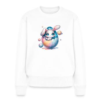 Chibi Space Bunny Sitting In a Cracked Easter Egg - Women's Premium Organic Jumper - white - Front - Julia (174cm)