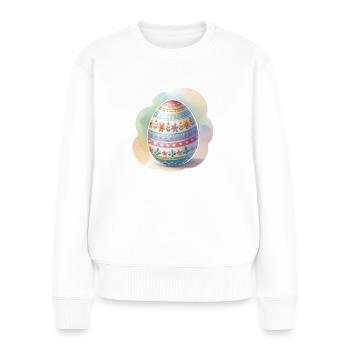 Minimalistisches Osterei im Aquarellstil - Frauen Premium Bio Pullover - Weiß - Vorne - Julia (174cm)