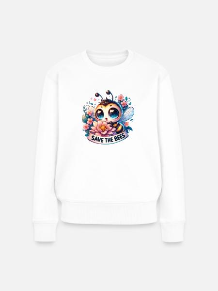 Rettet die Bienen Niedliche Biene sammelt Pollen Tag der Erde - Frauen Premium Bio Pullover - Weiß