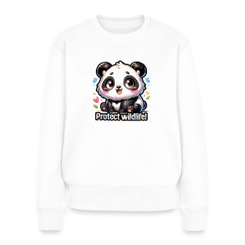 Schützen Sie die Tierwelt Riesiger Panda Tag der Erde Pandaliebhaber - Frauen Premium Bio Pullover - Weiß - Vorne - Julia (174cm)