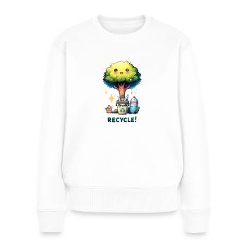 Recycler Chibi Arbre mignon avec corbeille Jour de la Terre - Pull Premium bio Femme - blanc - Devant - Julia (174cm)