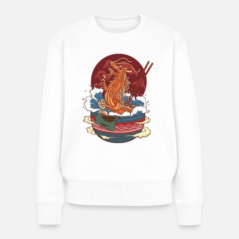 Drachen Nudelsuppe - Frauen Premium Bio Pullover - Weiß