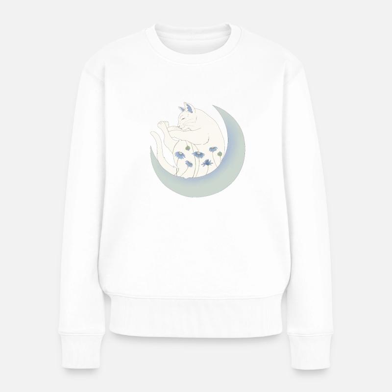 Chat sur la lune - Pull Premium bio Femme - blanc